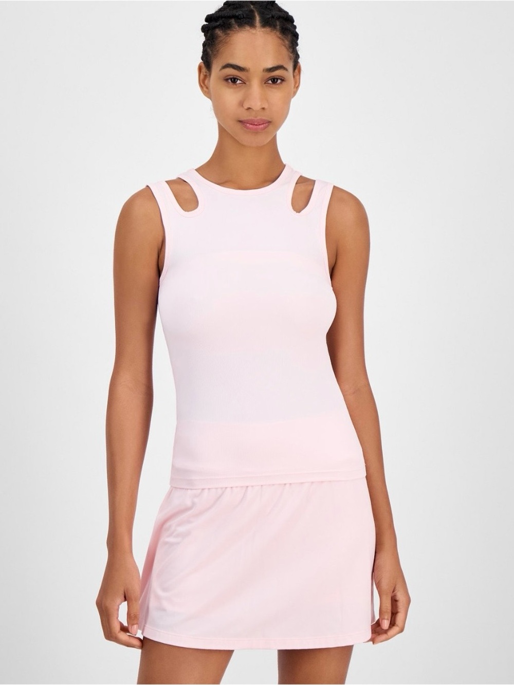 Ideology Pale Pink Double Cutout Tank